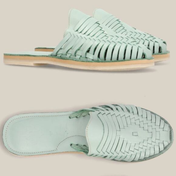 Espiritu Mint Huarache Mule Leather Woven Slip On Sandals Size 10 Boho Comfort - Picture 2 of 12